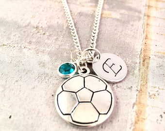 Soccer charm necklace, Personalized initial necklace, sport charm necklace, soccer team gifts, soccer coach gift, for birthday, party favor