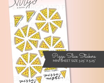 Mini Pizza Slice Hand Drawn Planner Stickers - Pizza Night, Dinner, Pizza Doodles, Pizza Stickers - Matte/Glossy planner stickers MIPI