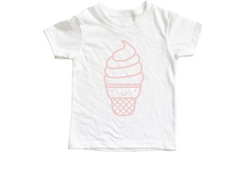 Kawaii Ice Cream kids Shirt, Soft serve tee shirt, millennial pink t shirt, baby toddler hipster tee shirt, monochrome modern unisex kids t