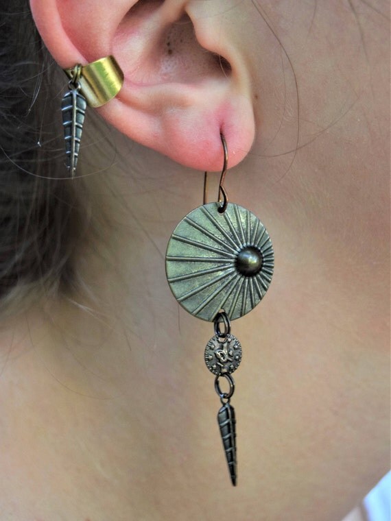 Brass Wrapped Stab Turq - Earrings main image 0