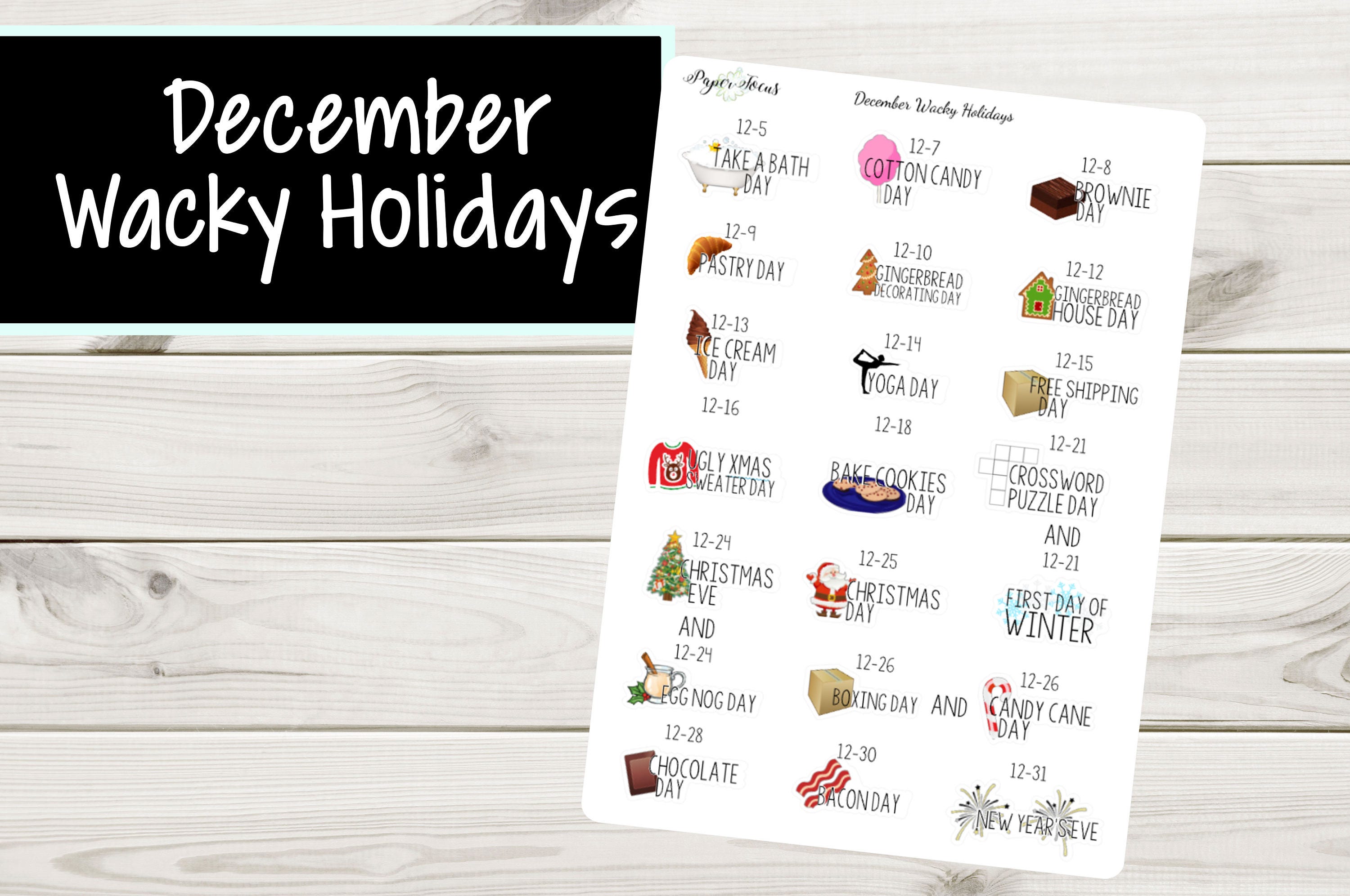 December Wacky Holidays Planner Stickers