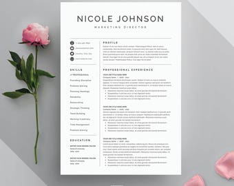 Resume Template 3 page | CV Template + Cover Letter for MS Word | Instant Digital Download | 'Nicole'