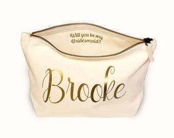 Will you be my Bridesmaid Gift Makeup Bag, Maid of Honour Gift for Bridal Party, Personalised Make up Bag, Cosmetic Bag, Toiletry Bag