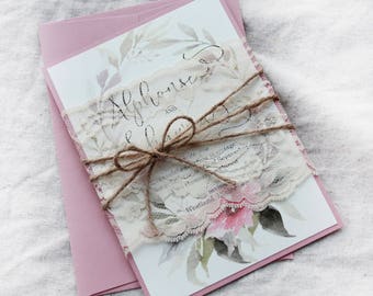 Dusty Rose Wedding Invitations Mauve Invitation Floral Pink Dusty Rose Wedding Invitations Mauve Invitation Floral Pink