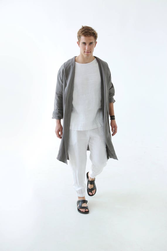 Beach costume. Gift for man. Linen set. Linen pants. Linen