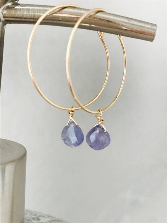 Tanzanite Earrings Hoop Earrings Gemstone Earrings Healing