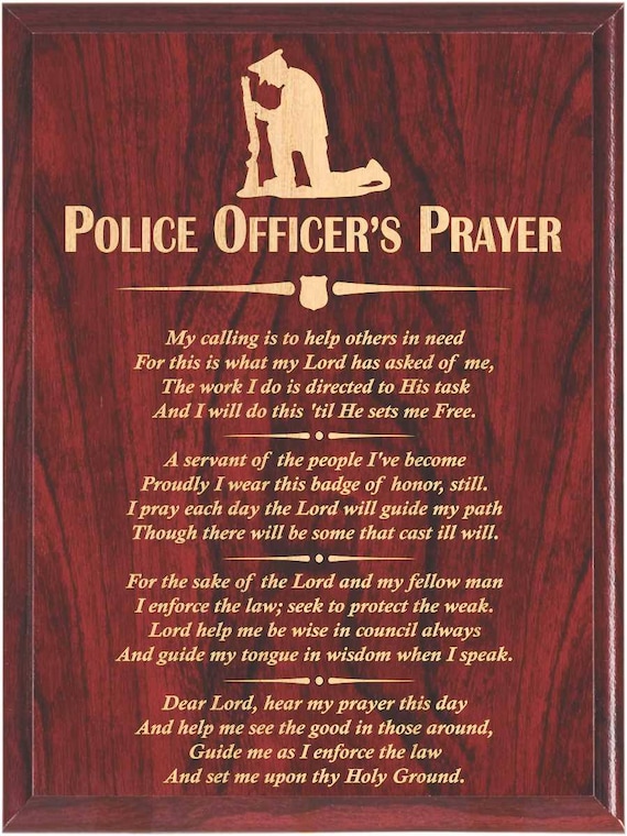Police Officer's Prayer Police Prayer Plaque Engraved