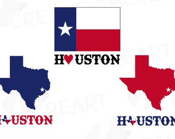 Houston clip art pack including Texas map AI, eps, svg, png, silhouette studio and pdf files included, instant download, vector file