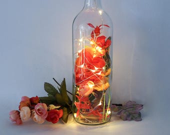 Autumn Bottle Light, Autumn Gifts, Autumn Decor, Thanksgiving Gifts, Thanksgiving Table, Fairy Lights, Fall Decor, Terrarium, Autumn Flowers