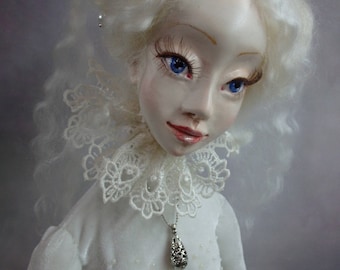 OOAK art doll Boudoir doll Handmade Doll Collectible Doll Unique beautiful doll Home decor Princess in a white dress Gift for a girl .