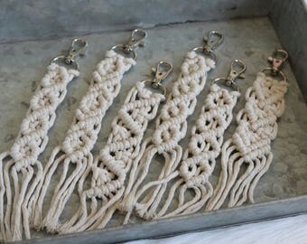 Macrame keychain // Boho Keychain // 6 Options Available // Made To Order