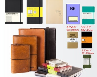 Personalized leather journal. Leather notebook cover Gift for Him. Personalized Mens Gift.A6.A5.B6. MOLESKINE.LEUCHTTURM 1917.Field Notes .