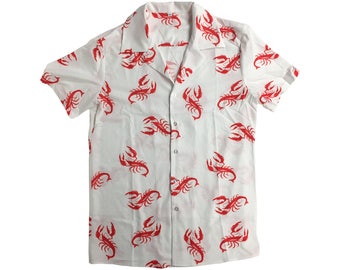 Lobster Shirt Kramer Seinfeld TV Show Costume Button Down Up Cosmo T-Shirt 90s Cosplay Gift Maine Cabana Hawaiian Vacation Collar Hi Quality