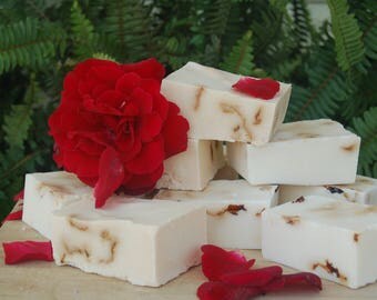 DRIED rose petal and sandalwood organic handmade soap