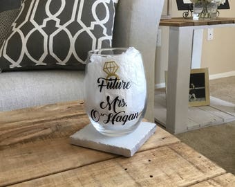 Future mrs wine glass. Wedding planning glass. This is my wedding planning glass. Engagement gift. Engagement wine glass. Gift for engagemen