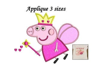Peppa Pig Applique Design - 3,4,5 inch size Peppa Pig Applique - Machine Embroidery - INSTANT DOWNLOAD