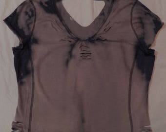 Post Apocalyptic Clothing - Bleached Distressed V-neck Stretch shirt