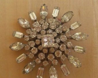 Vintage rhinestone brooch, Rhinestone fashion pin