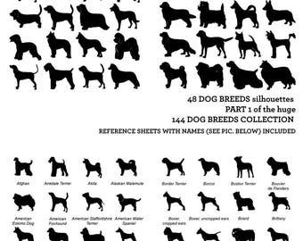 Dog Breed Silhouettes Vector Digital Cut Files Svg Dfx Eps Png Silhouette SCAL Cricut Printable Download Paper Vinyl Die Cutting 244a
