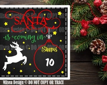 Santa Chalkboard, Christmas svg, Christmas Countdown, Cut File, SVG, DXF, Cricut cut file, Vinyl Cut Files, Silhouette, Christmas, Santa