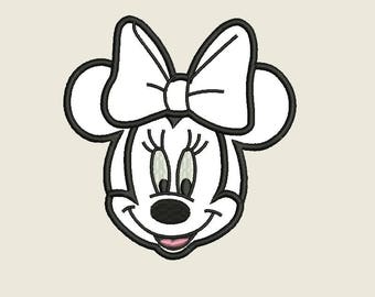 Minnie Mouse Applique Design - Minnie Applique design - Minnie face embroidery applique design - 5 sizes