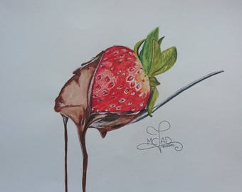 DESSIN | Fraise gourmande au chocolat coulant