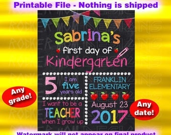 First Day Of School Chalkboard Sign, Back To School Sign, First Day Of School Sign, Signs, Kindergarten Sign, Printable Sign, Preschool