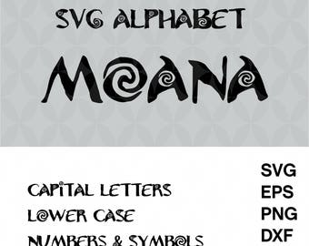 Moana alphabet svg, Svg alphabet, Cricut font svg, Moana Font movie svg, Cut files, Font svg, Instant Download, Disney font svg, Eps,Dxf,Png