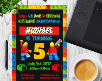 Lego invitation, Lego Birthday, Lego Party, Lego Birthday Invitation, Lego Movie Invitation, Boy invitation, Girl invitation, Any age invite