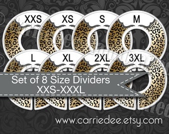 Assembled Clothing Size Dividers, Consultant Tools, LuLaRoe Size Divider Set, Cheetah Print Dividers, Safari, Live Sale, LLR Size Cards