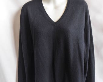 100% Cashmere Sweater Size M Black Boyfriend V Neck McDuff 44 Chest Jumper
