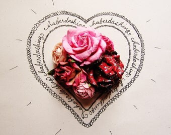 Cherry Ice Cream pink red sweetheart mix Handmade Roses Vintage style Millinery flower corsage