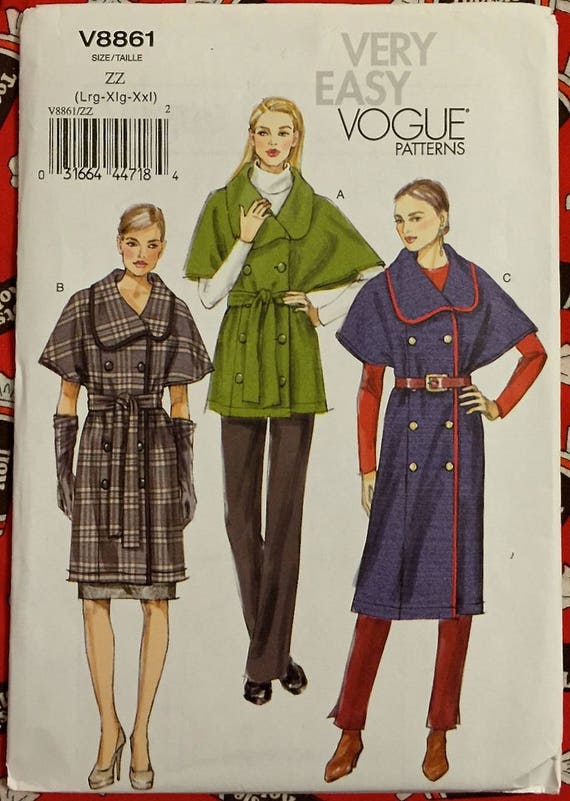 Plus Size VOGUE COAT Sewing Pattern Easy Double Breasted