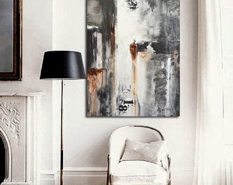Original Art Large Painting Modern Art Gray Black and White Painting Abstract Oil Acrylic Painting Urban Contemporary Art by Sky Whitman