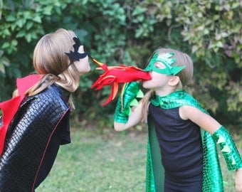 Fast shipping DRAGON Costume Cape with scales and spikes + optional Dragon Mask and Full Costume - Kids Halloween Dragon Costume