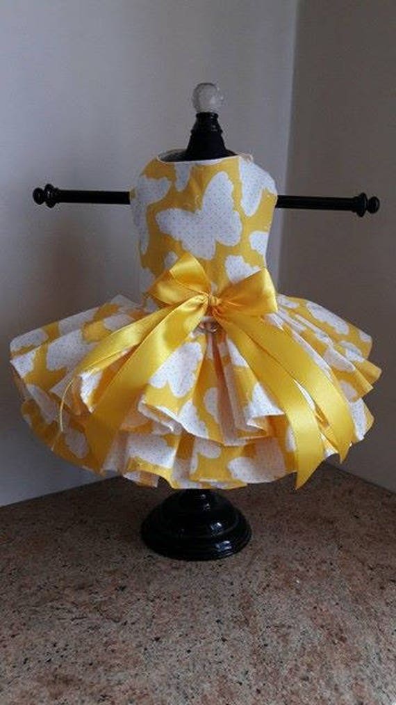Items similar to Dog Dress Yellow with Butterflies on Etsy