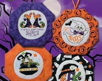 Free Gift w/Pre-Order NEW Halloween Ornaments 6 counted cross stitch patterns by Stoney Creek Collection at thecottageneedle.com cats