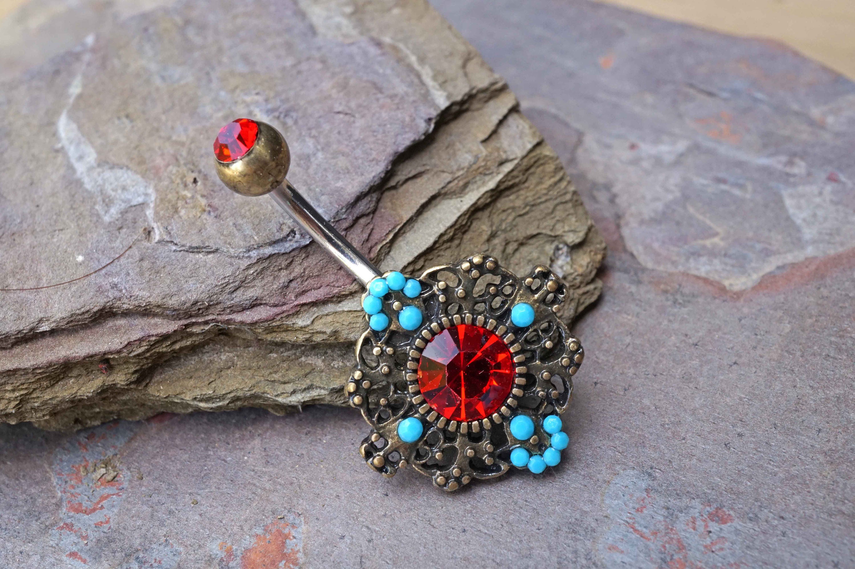 Boho Turquoise Belly Button Ring Turqouise Belly Rings
