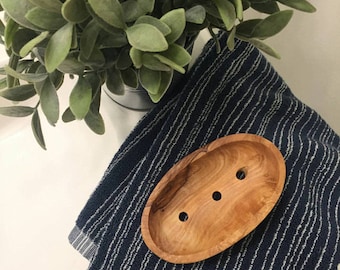Wooden Soap Dish / Olive Wood Soap Holder, Bathroom Rustic Decor, Wedding Gift