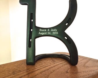 HORSESHOE Letter B Initial Wedding Gift. Standing Hanging