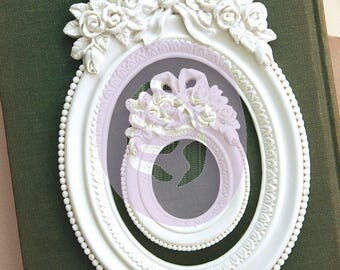 Prima Memory Hardware Resin Frames- Blanc Fleur Oval Frame, Frank Garcia Embellishments, New Release In Stock And Ready To Ship!