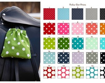 Custom Stirrup Covers Polka Dot Reversible Fleece and Flannel - Cozies // Bags // Many Colors - MADE TO ORDER