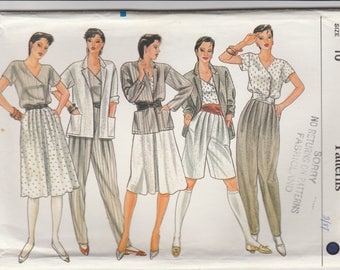 80s Jacket, Top, Skirt & Pants Pattern Vogue 8246 Size 10 Uncut