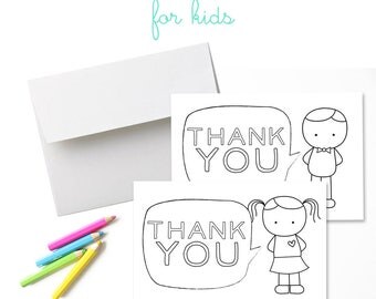 Kids Printable Thank You Card // Fill in the blank and color