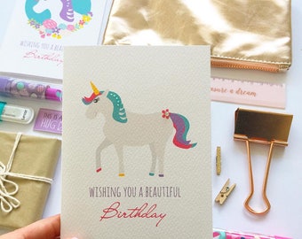 Birthday Card Girl | Unicorn Card | HBC247 | Happy Birthday Card | Girl Birthday Card | Greeting Cards for Girls | Fun Card | Handmade Card