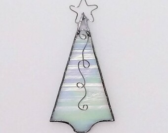 Stained Glass Christmas Tree Ornament, Iridescent Glass, Christmas Tree Suncatcher, Holiday Decor, Christmas Gift, Stocking Stuffer