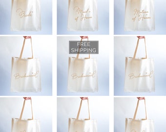 Personalized Totes for Bridesmaids, Canvas Tote Bags, Rustic Wedding, Handwriting, Bridesmaid Names, Tote Bag For Her, Bridal Party Gifts