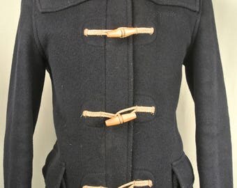 Gloverall Solid Navy Blue Wool Blend Basic Duffle Coat Men's Size: Small