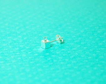 post stud earrings w/ 4 mm cube & jump ring - sterling silver - 2 pairs or more - incl butterfly backing - ear nut clutch - 925 stamped