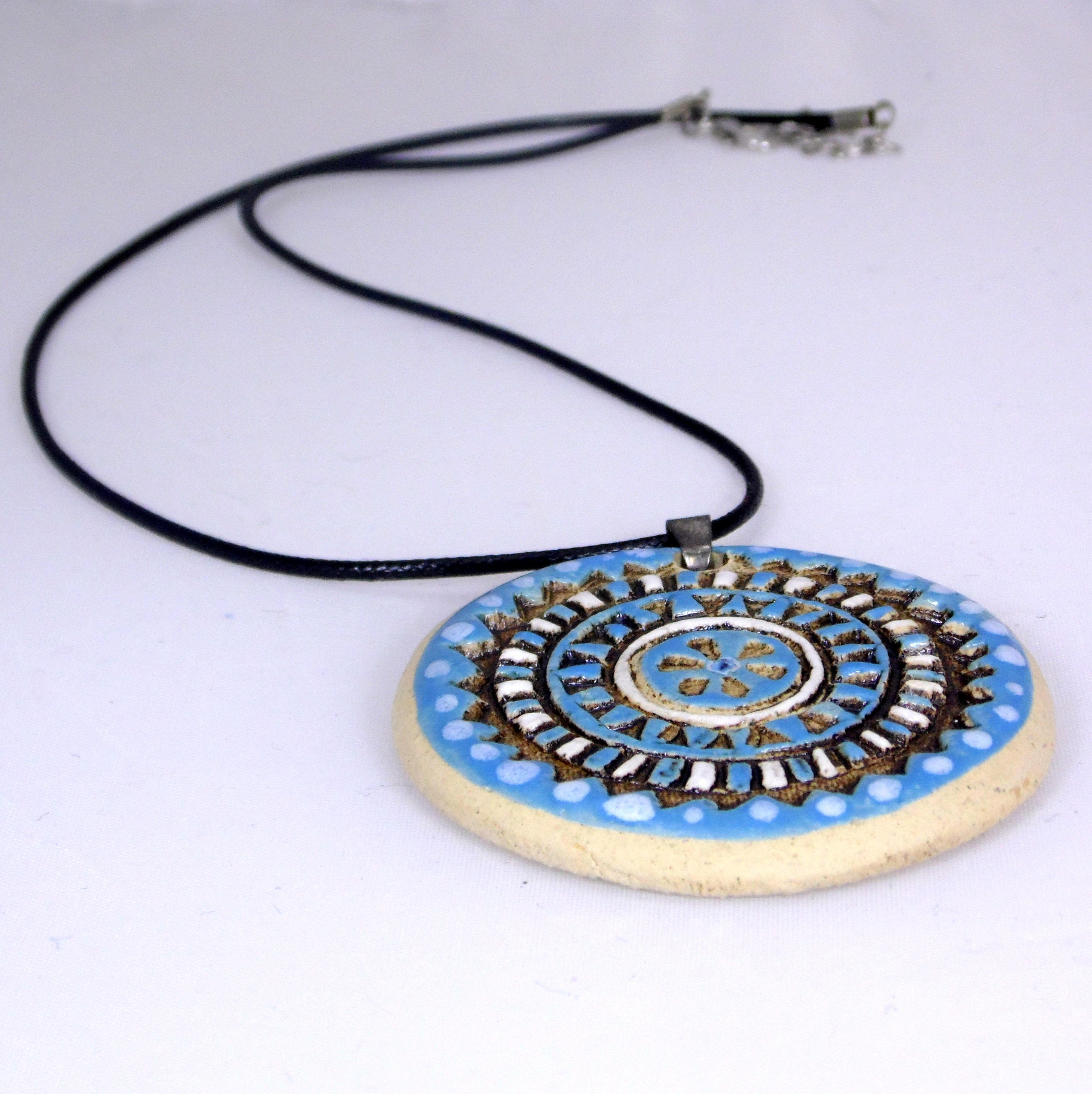 Ceramic pendant Large pendant Blue & white pendant Ceramic